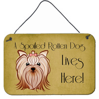 "Caroline's Treasures BB1452DS812 Yorkie Yorkshire Terrier Spoiled Dog Lives Here Wall or Door Hanging Prints, 8 x 12"", Multicolor"