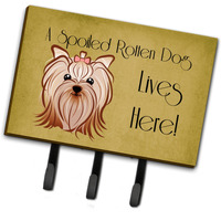 "Caroline's Treasures BB1452TH68 Yorkie Yorkshire Terrier Spoiled Dog Lives Here Leash or Key Holder, Large, Multicolor"