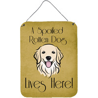 "Caroline's Treasures BB1453DS1216 Golden Retriever Spoiled Dog Lives Here Wall or Door Hanging Prints, 16 x 12"", Multicolor"