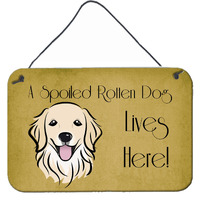 "Caroline's Treasures BB1453DS812 Golden Retriever Spoiled Dog Lives Here Wall or Door Hanging Prints, 8 x 12"", Multicolor"