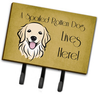 "Caroline's Treasures BB1453TH68 Golden Retriever Spoiled Dog Lives Here Leash or Key Holder, Large, Multicolor"