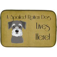 "Caroline's Treasures Schnauzer Spoiled Dog Lives Here Dish Drying Mat, 14"" x 21"""
