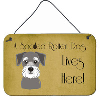 "Caroline's Treasures BB1454DS812 Schnauzer Spoiled Dog Lives Here Wall or Door Hanging Prints, 8 x 12"", Multicolor"