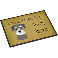 "Caroline's Treasures BB1454MAT Schnauzer Spoiled Dog Lives Here Indoor or Outdoor Mat, 18 x 27"", Multicolor"