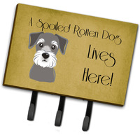 "Caroline's Treasures BB1454TH68 Schnauzer Spoiled Dog Lives Here Leash or Key Holder, Large, Multicolor"