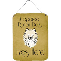 "Caroline's Treasures BB1455DS1216 Pomeranian Spoiled Dog Lives Here Wall or Door Hanging Prints, 16 x 12"", Multicolor"