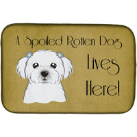 "Caroline's Treasures Maltese Spoiled Dog Lives Here Dish Drying Mat, 14"" x 21"""