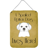 "Caroline's Treasures BB1456DS1216 Maltese Spoiled Dog Lives Here Wall or Door Hanging Prints, 16 x 12"", Multicolor"
