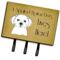 "Caroline's Treasures BB1456TH68 Maltese Spoiled Dog Lives Here Leash or Key Holder, Large, Multicolor"