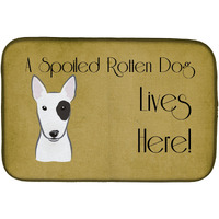 "Caroline's Treasures Bull Terrier Spoiled Dog Lives Here Dish Drying Mat, 14"" x 21"""