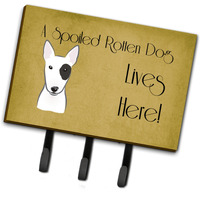 "Caroline's Treasures BB1457TH68 Bull Terrier Spoiled Dog Lives Here Leash or Key Holder, Large, Multicolor"