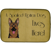 "Caroline's Treasures German Shepherd Spoiled Dog Lives Here Dish Drying Mat, 14"" x 21"""