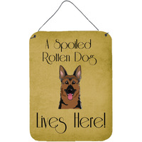 "Caroline's Treasures BB1459DS1216 German Shepherd Spoiled Dog Lives Here Wall or Door Hanging Prints, 16 x 12"", Multicolor"