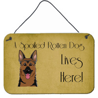 "Caroline's Treasures BB1459DS812 German Shepherd Spoiled Dog Lives Here Wall or Door Hanging Prints, 8 x 12"", Multicolor"