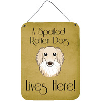 "Caroline's Treasures BB1460DS1216 Longhair Creme Dachshund Spoiled Dog Lives Here Wall or Door Hanging Prints, 16 x 12"", Multicolor"