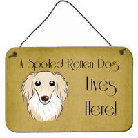 "Caroline's Treasures BB1460DS812 Longhair Creme Dachshund Spoiled Dog Lives Here Wall or Door Hanging Prints, 8 x 12"", Multicolor"