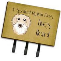 "Caroline's Treasures BB1460TH68 Longhair Crme Dachshund Spoiled Dog Lives Here Leash or Key Holder, Large, Multicolor"