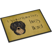 "Caroline's Treasures BB1461MAT Longhair Black and Tan Dachshund Spoiled Dog Lives Here Indoor or Outdoor Mat, 18 x 27"", Multicolor"