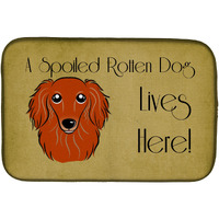 "Caroline's Treasures Longhair Red Dachshund Spoiled Dog Lives Here Dish Drying Mat, 14"" x 21"""