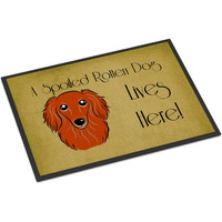 "Caroline's Treasures BB1462MAT Longhair Red Dachshund Spoiled Dog Lives Here Indoor or Outdoor Mat, 18 x 27"", Multicolor"