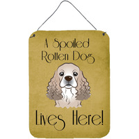 "Caroline's Treasures BB1464DS1216 Cocker Spaniel Spoiled Dog Lives Here Wall or Door Hanging Prints, 16 x 12"", Multicolor"