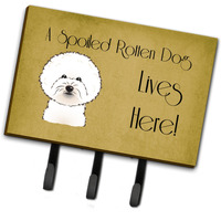 "Caroline's Treasures BB1465TH68 Bichon Frise Spoiled Dog Lives Here Leash or Key Holder, Large, Multicolor"