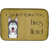"Caroline's Treasures Alaskan Malamute Spoiled Dog Lives Here Dish Drying Mat, 14"" x 21"""