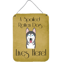 "Caroline's Treasures BB1466DS1216 Alaskan Malamute Spoiled Dog Lives Here Wall or Door Hanging Prints, 16 x 12"", Multicolor"