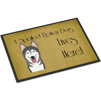"Caroline's Treasures BB1466JMAT Alaskan Malamute Spoiled Dog Lives Here Indoor or Outdoor Mat, 24 x 36"", Multicolor"
