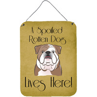 "Caroline's Treasures BB1467DS1216 English Bulldog Spoiled Dog Lives Here Wall or Door Hanging Prints, 16 x 12"", Multicolor"