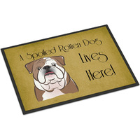 "Caroline's Treasures BB1467JMAT English Bulldog Spoiled Dog Lives Here Indoor or Outdoor Mat, 24 x 36"", Multicolor"