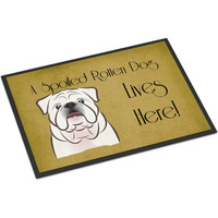 "Caroline's Treasures BB1468MAT White English Bulldog Spoiled Dog Lives Here Indoor or Outdoor Mat, 18 x 27"", Multicolor"