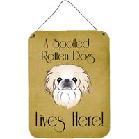 "Caroline's Treasures BB1469DS1216 Pekingese Spoiled Dog Lives Here Wall or Door Hanging Prints, 16 x 12"", Multicolor"