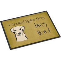 "Caroline's Treasures BB1470JMAT Yellow Labrador Spoiled Dog Lives Here Indoor or Outdoor Mat, 24 x 36"", Multicolor"