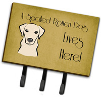 "Caroline's Treasures BB1470TH68 Yellow Labrador Spoiled Dog Lives Here Leash or Key Holder, Large, Multicolor"