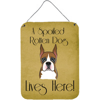 "Caroline's Treasures BB1471DS1216 Boxer Spoiled Dog Lives Here Wall or Door Hanging Prints, 16 x 12"", Multicolor"