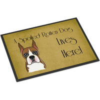 "Caroline's Treasures BB1471JMAT Boxer Spoiled Dog Lives Here Indoor or Outdoor Mat, 24 x 36"", Multicolor"