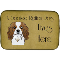 "Caroline's Treasures Cavalier Spaniel Spoiled Dog Lives Here Dish Drying Mat, 14"" x 21"""