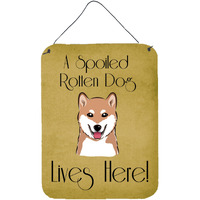 "Caroline's Treasures BB1473DS1216 Shiba Inu Spoiled Dog Lives Here Wall or Door Hanging Prints, 16 x 12"", Multicolor"