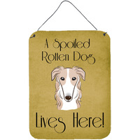 "Caroline's Treasures BB1476DS1216 Borzoi Spoiled Dog Lives Here Wall or Door Hanging Prints, 16 x 12"", Multicolor"