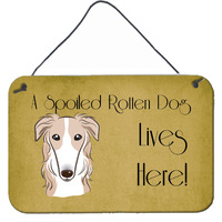 "Caroline's Treasures BB1476DS812 Borzoi Spoiled Dog Lives Here Wall or Door Hanging Prints, 8 x 12"", Multicolor"
