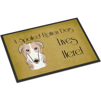 "Caroline's Treasures BB1476JMAT Borzoi Spoiled Dog Lives Here Indoor or Outdoor Mat, 24 x 36"", Multicolor"