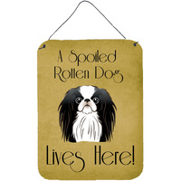 "Caroline's Treasures BB1478DS1216 Japanese Chin Spoiled Dog Lives Here Wall or Door Hanging Prints, 16 x 12"", Multicolor"