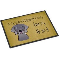 "Caroline's Treasures BB1479MAT Weimaraner Spoiled Dog Lives Here Indoor or Outdoor Mat, 18 x 27"", Multicolor"