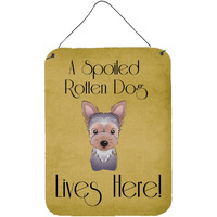 "Caroline's Treasures BB1480DS1216 Yorkie Puppy Spoiled Dog Lives Here Wall or Door Hanging Prints, 16 x 12"", Multicolor"