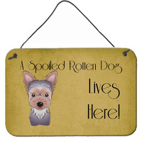 "Caroline's Treasures BB1480DS812 Yorkie Puppy Spoiled Dog Lives Here Wall or Door Hanging Prints, 8 x 12"", Multicolor"