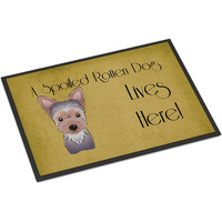 "Caroline's Treasures BB1480MAT Yorkie Puppy Spoiled Dog Lives Here Indoor or Outdoor Mat, 18 x 27"", Multicolor"
