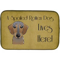 "Caroline's Treasures Wirehaired Dachshund Spoiled Dog Lives Here Dish Drying Mat, 14"" x 21"""