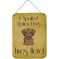 "Caroline's Treasures BB1482DS1216 Chocolate Labrador Spoiled Dog Lives Here Wall or Door Hanging Prints, 16 x 12"", Multicolor"