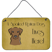 "Caroline's Treasures BB1482DS812 Chocolate Labrador Spoiled Dog Lives Here Wall or Door Hanging Prints, 8 x 12"", Multicolor"